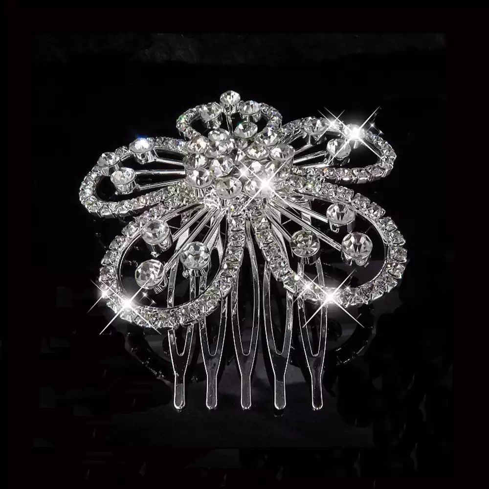 #15 Rhinestone Hair Comb (Flower)